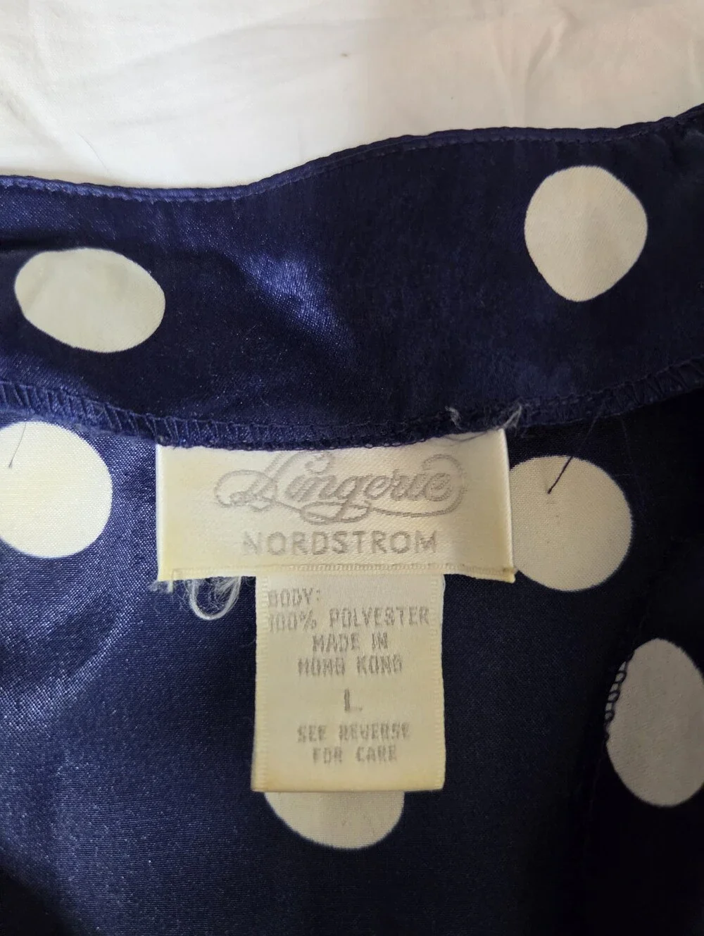Vintage Nordstrom Satin Polka Dot Sleepshirt Shoulder Pads Nightshirt Large